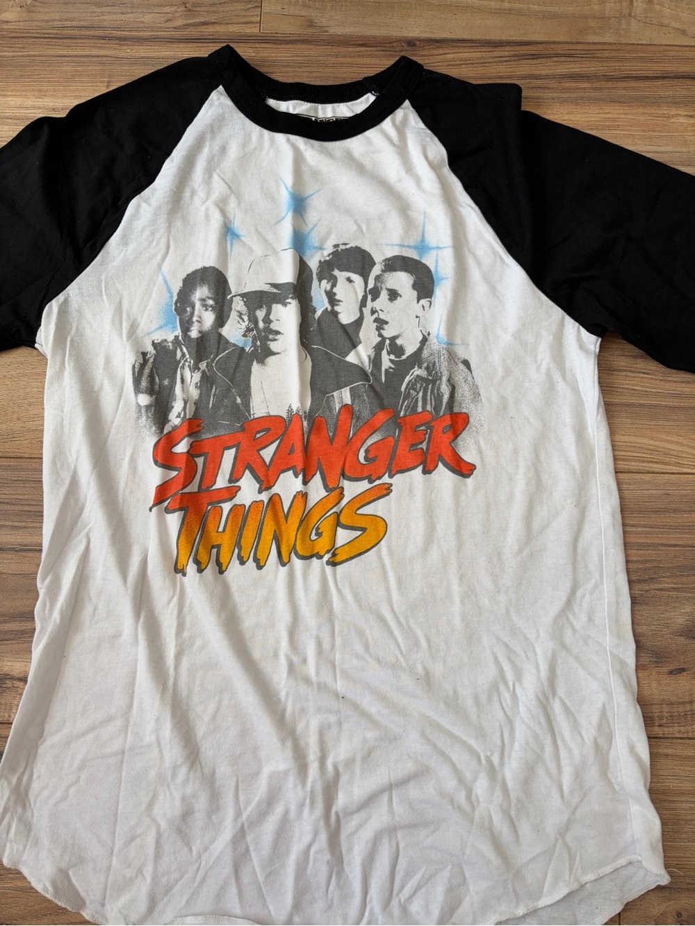 Stranger Things Black & White Raglan Short Sleeve Tee